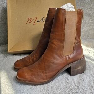 Matisse Vintage Brown Distressed‎ Leather Ankle Boots Pull On Chelsea 9M NEW